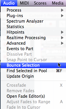 Cubase Bounce selection